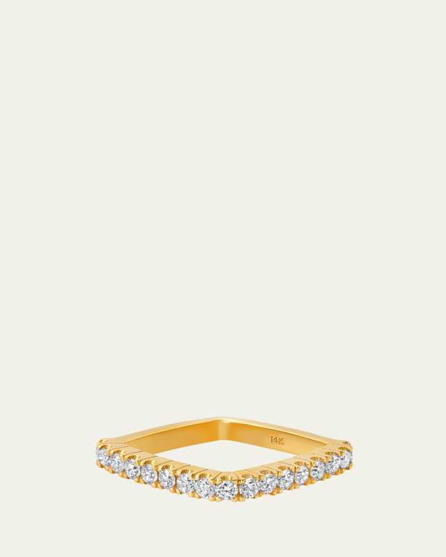 14K Gold Diamond Square Stacking Ring